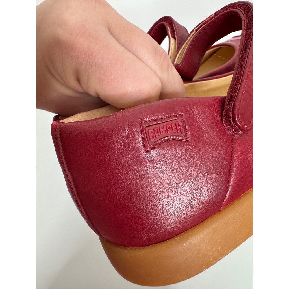 Camper Twins Kids Burgundy‎ Pink Leather Mary Jane Flats Shoes Size 33 - Picture 5 of 7